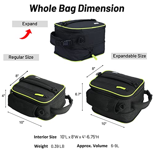 Mier Expandable Lunch Bag Insulated Lunch Box For Men Boys Teens To Work School Travel, Multiple Pockets Portable Lunchbox Bags With Shoulder Strap (Black/Green #TOP2