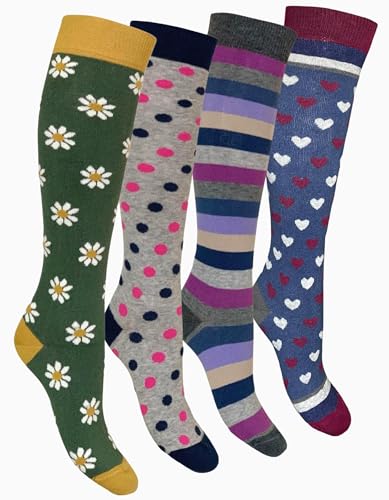 Cotton Knee High Socks for Women Made in Italy, Long Socks for Women (One Size Fits All) Women Dress Socks