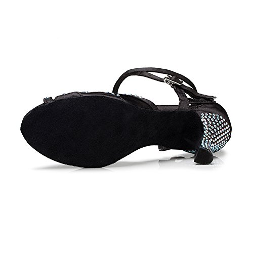 TTdancewear Women Rhinestone Ballroom Latin Salsa Performance Dance Shoes (5.5, Black) - Thumbnail 5