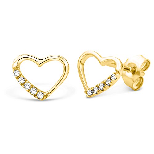 Miore Pendientes de mujer con oro amarillo de 9 quilates (375) y diamante, corte redondo Cover
