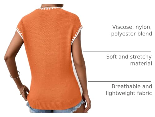 Image of Cap Sleeve Sweater Tops for Women 2026 Knit Summer Sleeveless Tank Vest | Slim Fit, Trendy Color Block, Soft, Skin-Friendly, Strechy, Lightweight, Breathable, Casual Daily Wear