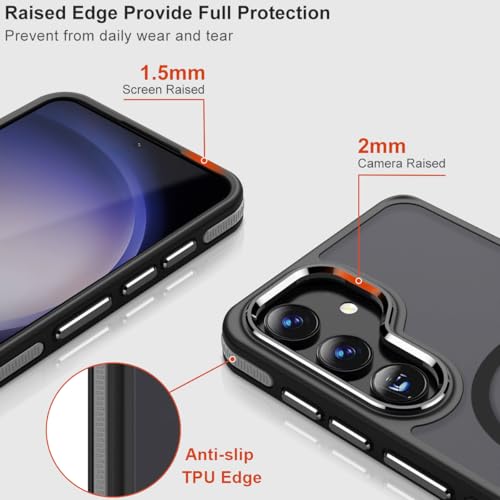 Image of MALEWOLF for Samsung Galaxy S24 Plus Case with [Invisible Stand], Compatible with MagSafe, Strong Magnetic & Kickstand, Drop Protection Slim Matte Phone Case for Galaxy S24+ (Black /Grey)