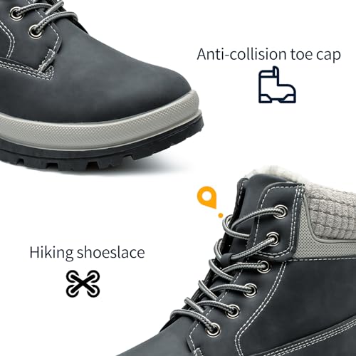 Womens White Winter Snow Boots Combat Boots for women Waterproof Fur Lined Ankle Booties Non Slip Fuzzy Warm Platform Boots Lace Up Hiking boots with Zipper3