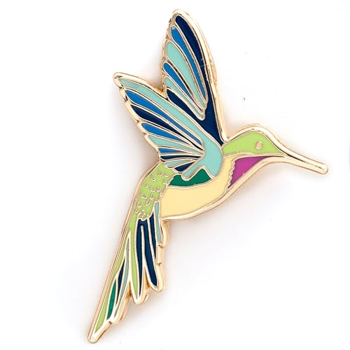 Cute Hummingbird Enamel Pin – Hard Enamel Hummingbird Lapel Pin, Colorful Hummingbird Brooch, Perfect Gifts for Hummingbird Lovers