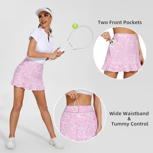 Image of M MOTEEPI Women's Golf Skorts with Pockets High Waisted Tennis Skirt for Women Built-in Shorts 2026 Summer Ruffle Swim Skirt