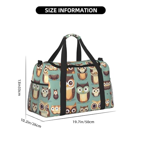 Animal Cartoon Owls Cute print Weekender Overnight Carry On Bag Gym Luggage Bag Duffel Bag for Travel Women4