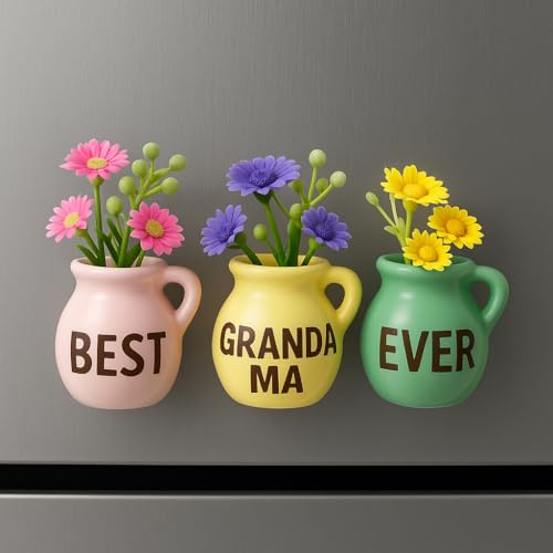 Mini Vase Magnets for Fridge - Christmas Grandma Gifts from Granddaughter, Best for Grandma for...