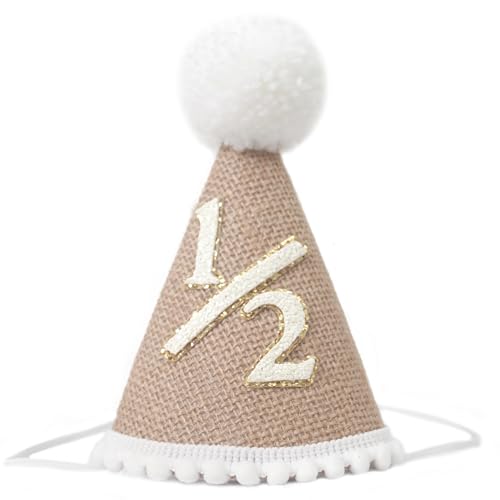 Image of KOJIN 1/2 Birthday Party Handcrafted Crown Hat - Adorable Baby Angel Birthday Hat - Half Birthday Celebration Hat - Perfect Party Cake Smash Props - White Themed 6 Months Birthday Party Decorations