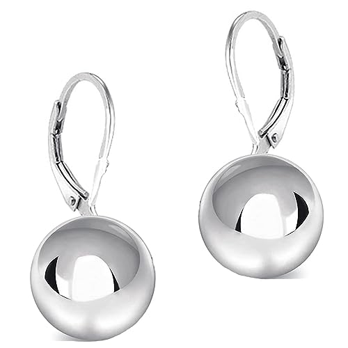 Savlano 925 Sterling Silver Classic Leverback Round Bead Ball Drop Earrings - 18K Gold Plated Bead Ball Earrings for Women Available in 6MM, 8MM, 10MM, 12MM - Made in Italy Comes With Savlano Gift Box2