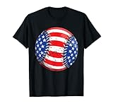 Baseball American Flag 4th Of July Boys Men Retro Ball Sport T-Shirt