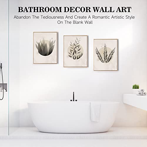 Framed Wall Art, Canvas Wall Decor Prints, Minimalistic Aesthetic Floral Plants Illustrations, Vintage Style Paintings Artwork, 12X16Inch, For Bathroom Living Room Bedroom Office Kitchen, Set Of 3 #TOP4