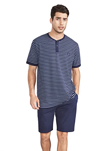 DAVID ARCHY Ensemble de pyjama court Elite pour homme, bleu marine, L Cover