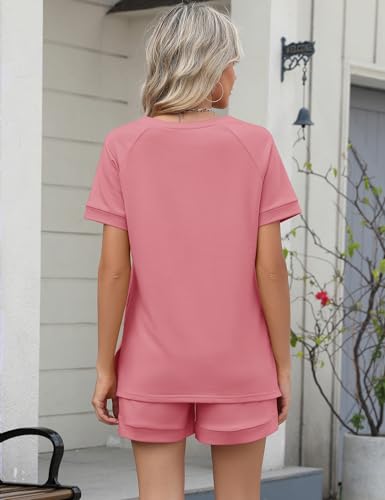 Image of LOMON Womens Two Piece Sets Summer Lounge Sets Sweatsuit Shorts Set Casual Matching Sets