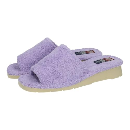 GEMA GARCIA 4001 Zapatillas de casa para Mujer Lila Claro con Tejido Rizo y Suela ergonómica Mujer Zapatillas CASA Lila 42