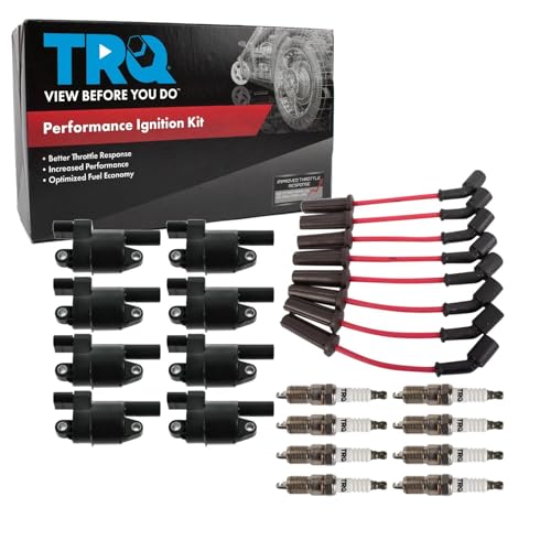 TRQ Ignition Coil & Spark Plug Kit 17 Piece Iridium Spark Plugs Compatible with 2011-2013 Chevrolet Camaro Silverado 1500 2011-2016 2500 HD 2011-2014 Cadillac Escalade 2013-2015 GMC Sierra 2500 HD