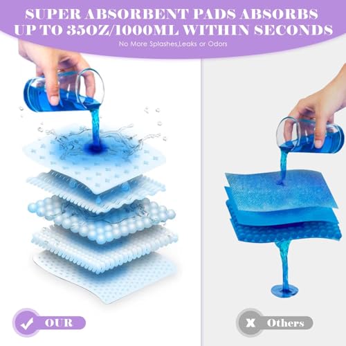 Elzrghs Commode Liners with Absorbent Pads for Bedside Commode, Commode Toilet,100 Lavender Scented Commode Bags Disposable and 100 Commode Pads - Thumbnail 3