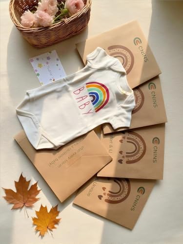 Cnins Newborn Baby Bodysuit - Pregnancy Announcement & Infant Loss Gift, Coming Soon & Rainbow Design Coming Home Outfit3