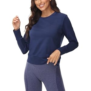 Disbest Women’s Casual Basic Long Sleeve T-shirts Lightweight Sweatshirts Layering Pieces Workout Crop Tops