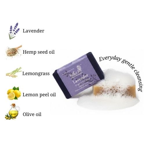 Image of Rustic Art Lavender Soap | Calming & Relaxing | Sal Butter & Orange | Handmade Organic | For Women & Men | (1, 100gm)