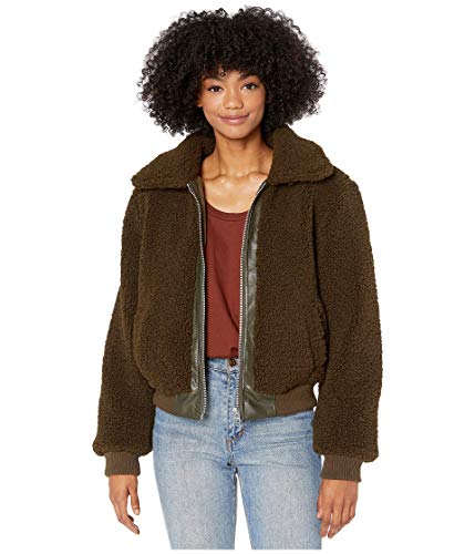 [BLANKNYC] Blank NYC Sherpa Crop Jacket with Faux Leather Center Dark Matcha SM