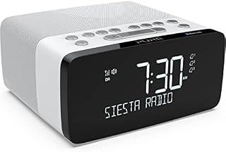 Pure Siesta Charge Bluetooth DAB+/DAB/FM Digital Radio Alarm Clock - Bedside DAB Radio with Qi Wireless Charging Pad for Smartphones and CrystalVue LCD Display with Auto-Brightness - Polar