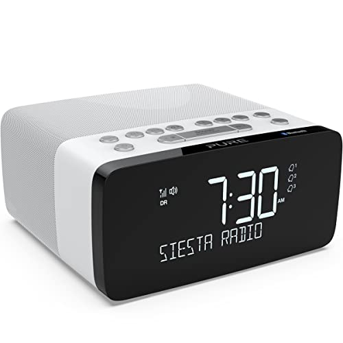 Pure Siesta Charge Bluetooth Radiowecker Digital mit Ladepad (DAB/DAB+ Digital- und UKW-Radiowecker, Bluetooth, USB, drahtlose Handy-Ladestation, 40...