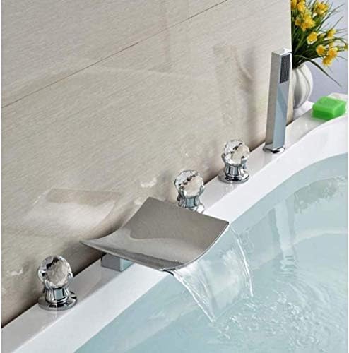 Mitigeur Cascade pour Bain Relaxant Ensemble Chrome 5 Pièces avec Douchette sur Gorge