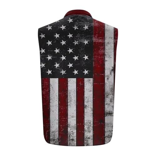 Independence Day Vests for Mens 4th of July High Neck USA Flag Sleeveless Star Striped Cami Tank Top Cardigan Thin Vest4
