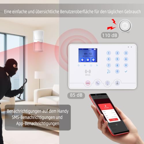 Wolf Guard Einbrecher Alarmanlage Haus mit kabelloser Solar-Außensirene