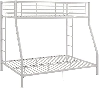 Walker Edison Dunning Urban Industrial Twin over Double Metal Bunk Bed, Twin over Double, White