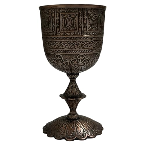 Morcomart 6.5” Copper Antique Brass Wine Goblet – 280ml Vintage Engraved Chalice for Wedding, Parties, Ceremonial Use – Handcrafted Drinkware for Adults