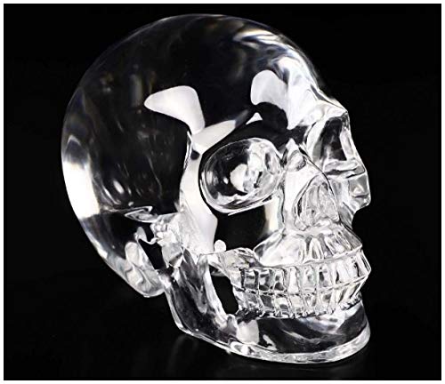Skullis 5.0 K9 Crystal Skull Hand Carved Gemstone Fine Art Sculpture Reiki Healing Stone Statue.S1002.