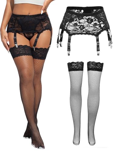 Bas résille et porte-jarretelle grande taille XL-XXL noir ohyeahlady