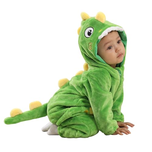 TONWHAR Unisex-Baby Animal Onesie Costume Cartoon Animal Outfit Homewear Kids' One-Piece Rompers(2-3T, Dark Green Dinosaur)