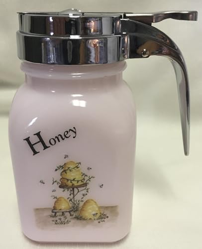 Honey Dispenser - Crown Tuscan - American Made - Mosser Glass USA (Hive/Bees)