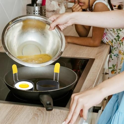 Freír huevos moldes antiadherentes redondos con mango seguro 4