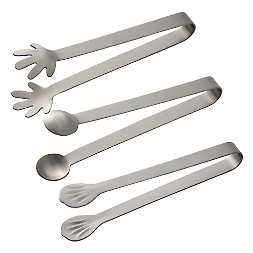 OFFSCH 3pcs Stainless Steel Ice Cube Tongs Sugar Tongs Serving for Appetizers