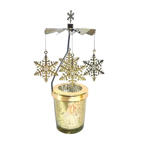 Vela de carrusel - Portavelas de carrusel, soporte de luz de té giratorio | Puerta de vela giratoria de acero inoxidable romántico, adorno de vela de estrella para decoración