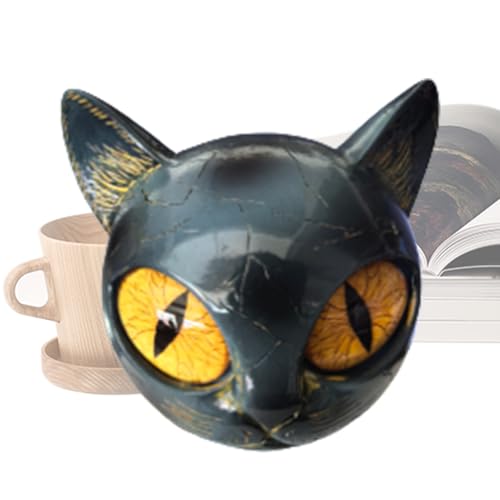 Generico Statua Gatto Nero,Figurina Gattino Nero - Animale in Resina per Ingresso Scrivania Mensola Sala da Pranzo Camera Armadietto Festa Compleanno Regalo