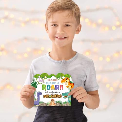 Image of Party Propz Birthday Invitation Cards - 25Pcs,Childrens Birthday Invitation Cards|Jungle Theme Invitation Card For Birthday Boy,Girl|Dinosaur Invitation Cards For Kids Party|Happy Birthday Invites