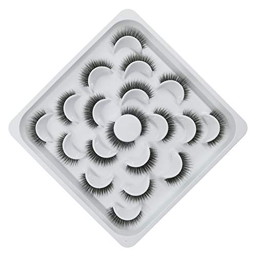 10 Pairs 3D Faux Mink lashes, Handmade Reusable Dramatic False Eyelashes, Natural Thick Wispy Fluffy Fake Eyelashes