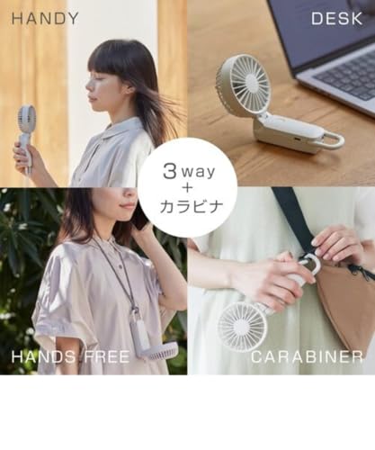 リズム(RHYTHM) ハンディファン 2025 大風量 静音 3WAY (手持ち 首掛け 卓上) [国内メーカー] 風量5段階 Type-C対応 カラビナ＆ストラップ付き 小型 携帯扇風機 Silky Wind Mobile 3.2 ネイビー 9ZFA41DZ11