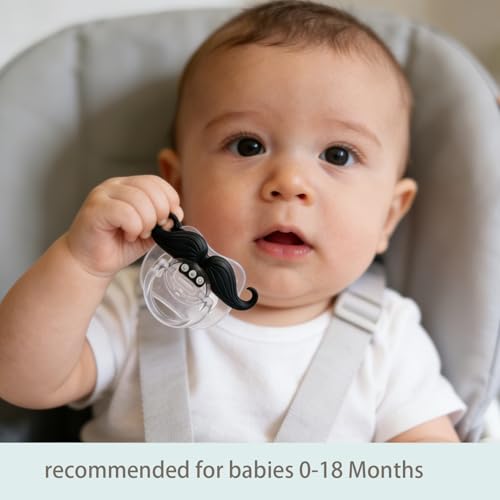 Image of YAPROMO Baby Funny Pacifiers, 2Pcs Mustache Pacifiers for 0-18 Months Babies, Funny Mustache Newborn Pcifiers, Infants Pcifiers for Baby Boys /Girls BPA Free