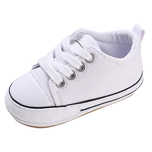 Baby Boy's Girl's Canvas Sneakers Slip on Lightweight Casual Lace up Skin-Friendly Flat Walking Running Shoes