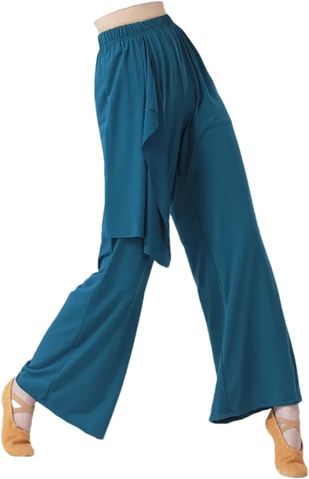 Ladies Modern Dance Pants Loose Ribbon Wide Leg Dancing Trousers Chinese Classical Dance Yoga Pants