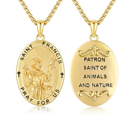 Patron Saint Necklace 925 Sterling Silver Amulet Necklace Religious Jewelry for Men Women