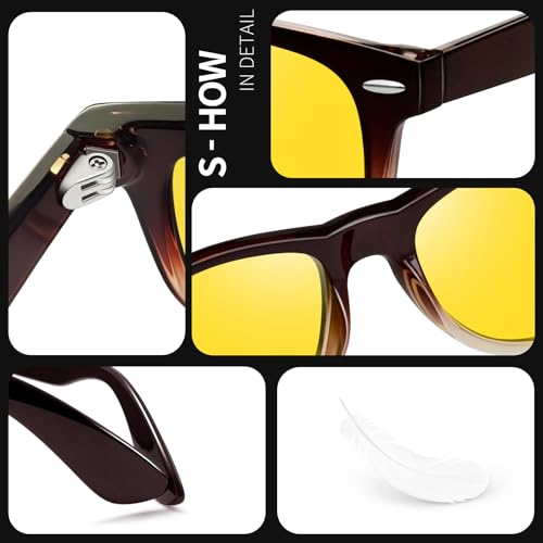 Image of Joopin Square Sunglasses Polarized UV400 Designer Sun Glasses Men Women | Oversized, Plastic Frame, Retro, Vintage, Unisex, Trendy Shades for Driving, Party, Fishing, Business, Costume