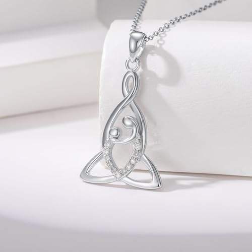 Diamond Celtic Motherhood Knot Necklace 925 Sterling Silver Lab Grown Diamond Celtic Knot Mother Pendant Irish Jewelry Gifts for Women2