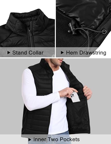 MoFiz Men's Vest Lined Puffer Vest Sleeveless Mock Neck Down Jacket Running Vest Travel Winter windbreak Coat3