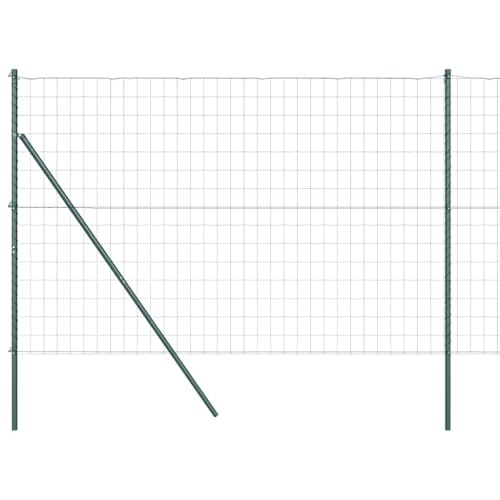 HETFTJN Clôture de Jardin en Acier et PVC Vert, Grillage Souple pour Délimitation, Hauteur 1,6 m x Longueur 10 m, Kit Complet avec Poteaux pour Extérieur